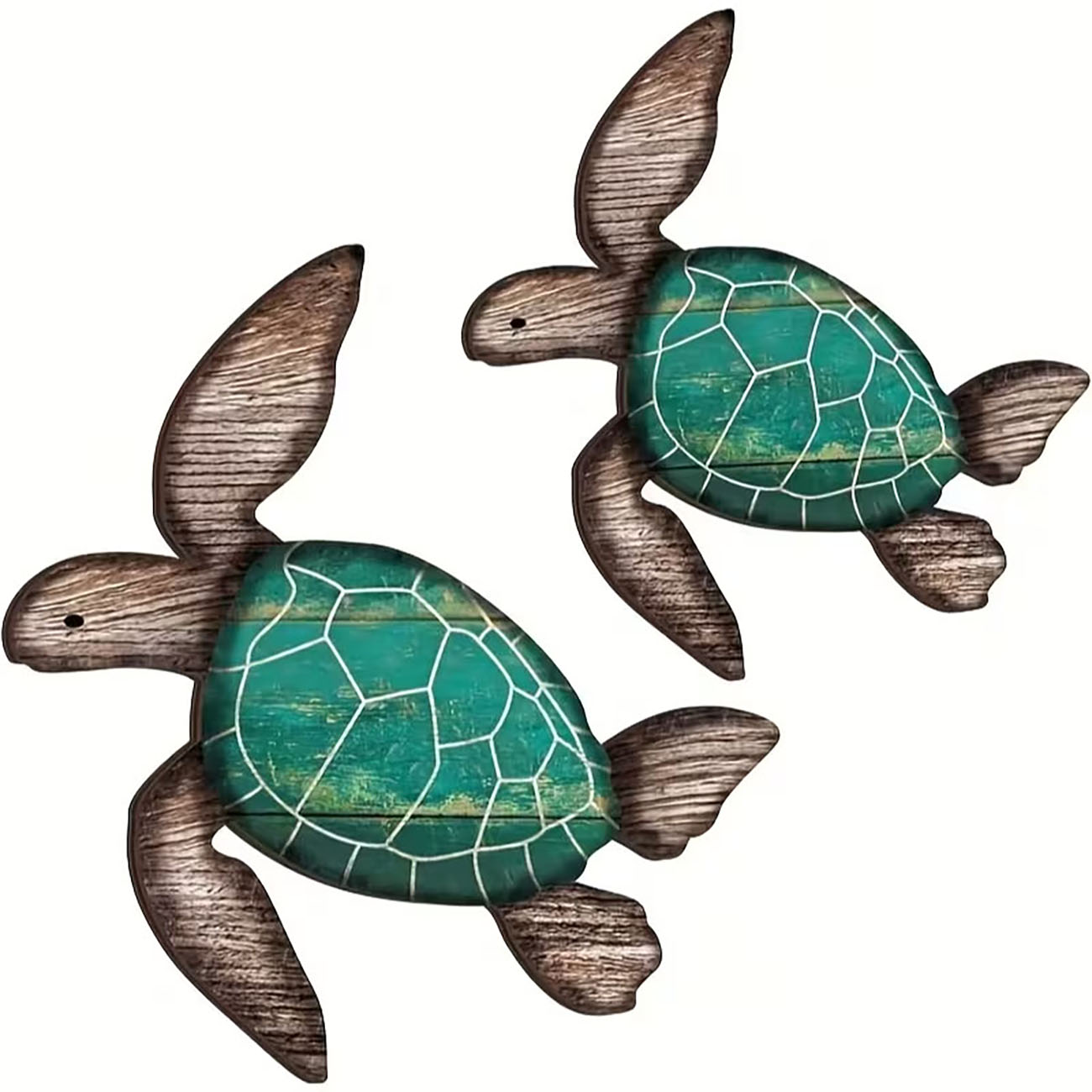 Home Bathroom Design - 2Pcs Vintage Wooden Sea Turtle Wall