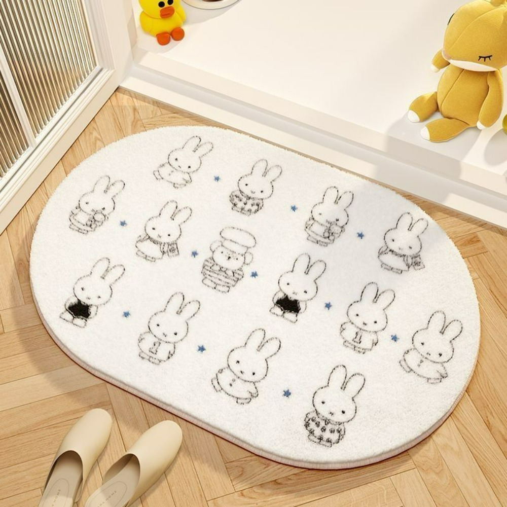 Home Bathroom Essentials - Miffy Cartoon Floor Mat Soft Imitation