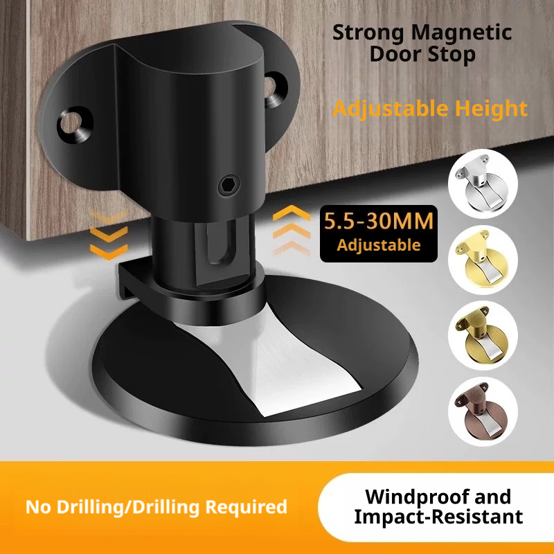 Home Bathroom Fittings - Adjustable Door Stop Punch-free Strong Magnetic