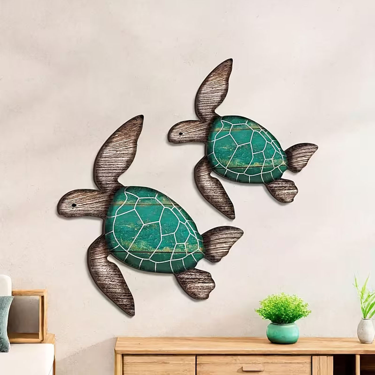 2Pcs Vintage Wooden Sea Turtle - Home Bathroom Design ulasan dan harga