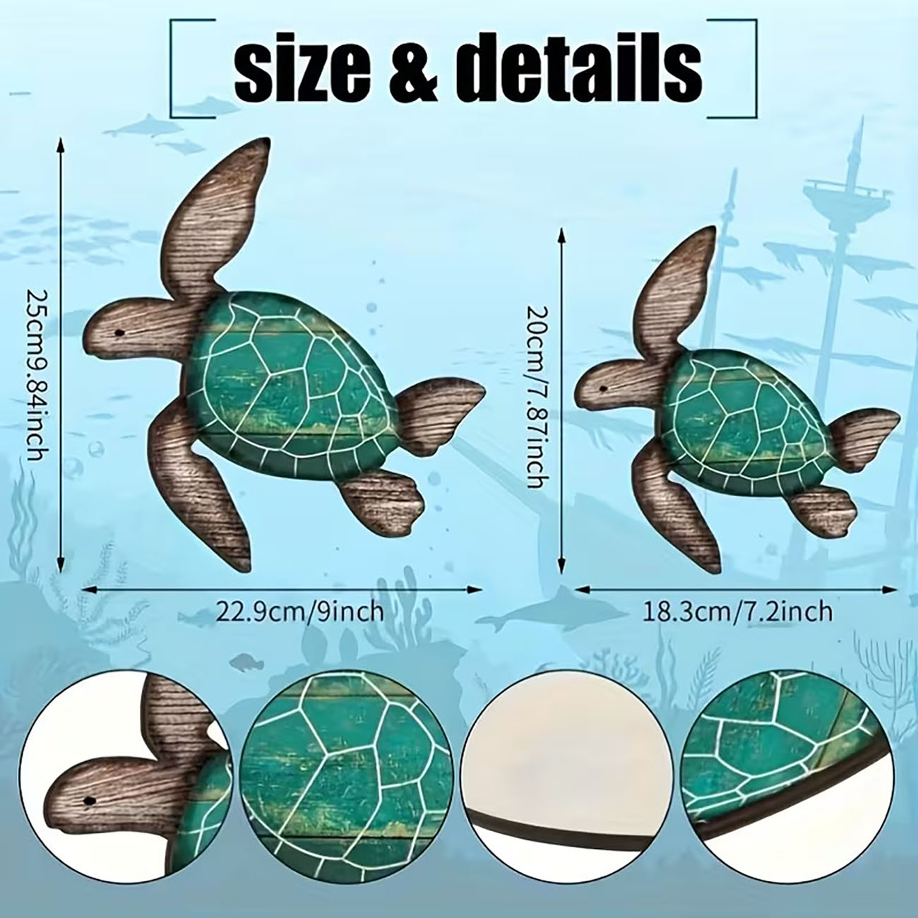 2Pcs Vintage Wooden Sea Turtle - Home Bathroom Design ulasan dan harga