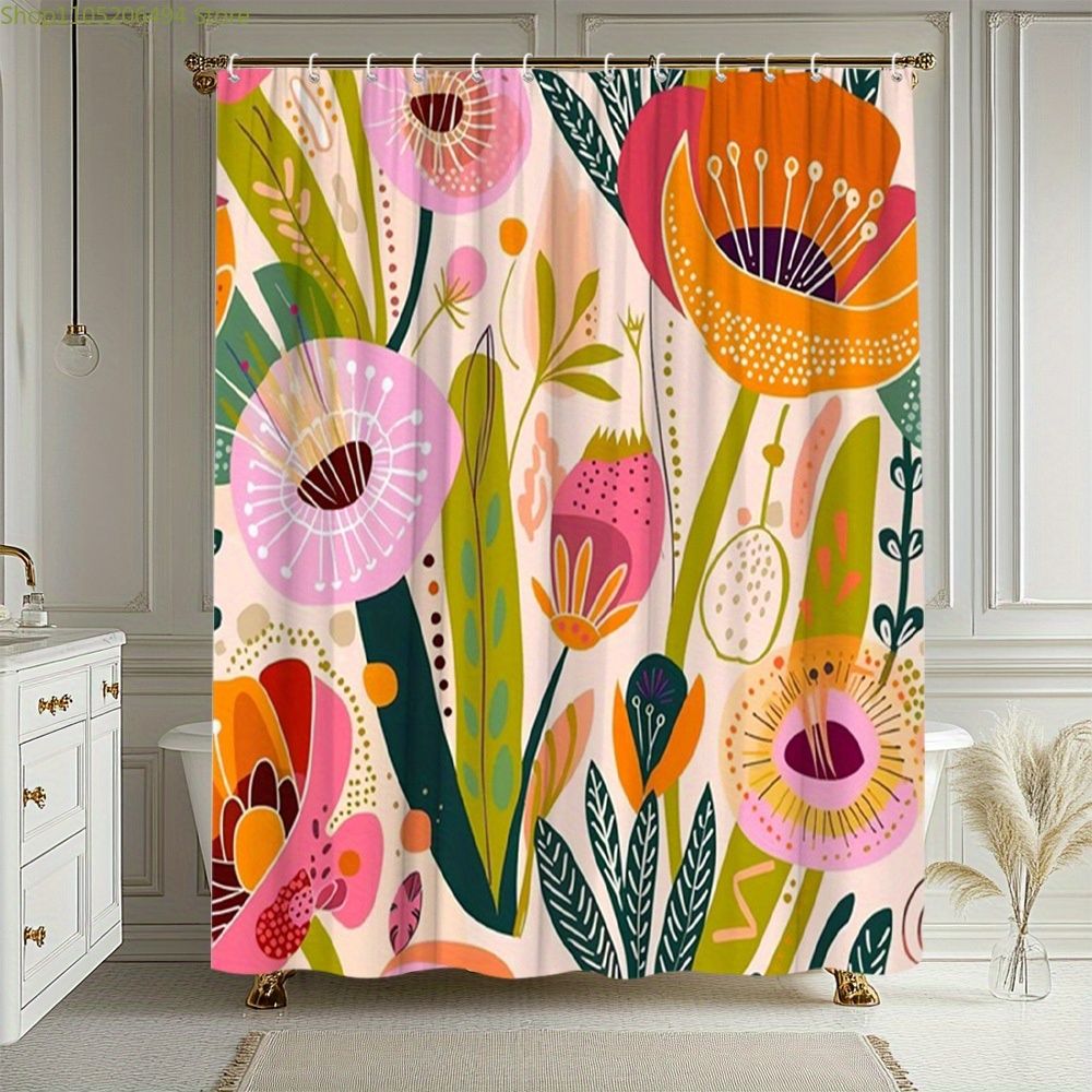 Vibrant Floral Pattern Shower  - Home Bathroom Design Ideas ulasan dan harga