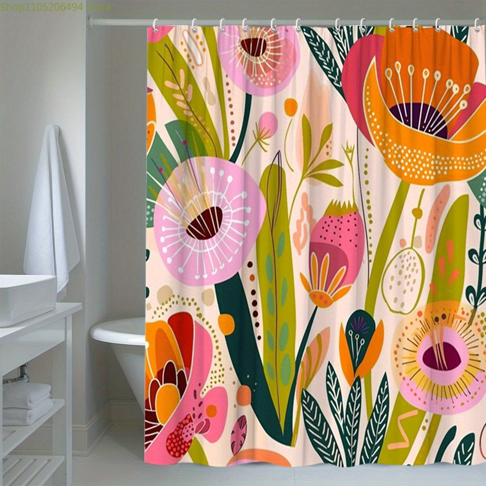 Vibrant Floral Pattern Shower  - Home Bathroom Design Ideas ulasan dan harga
