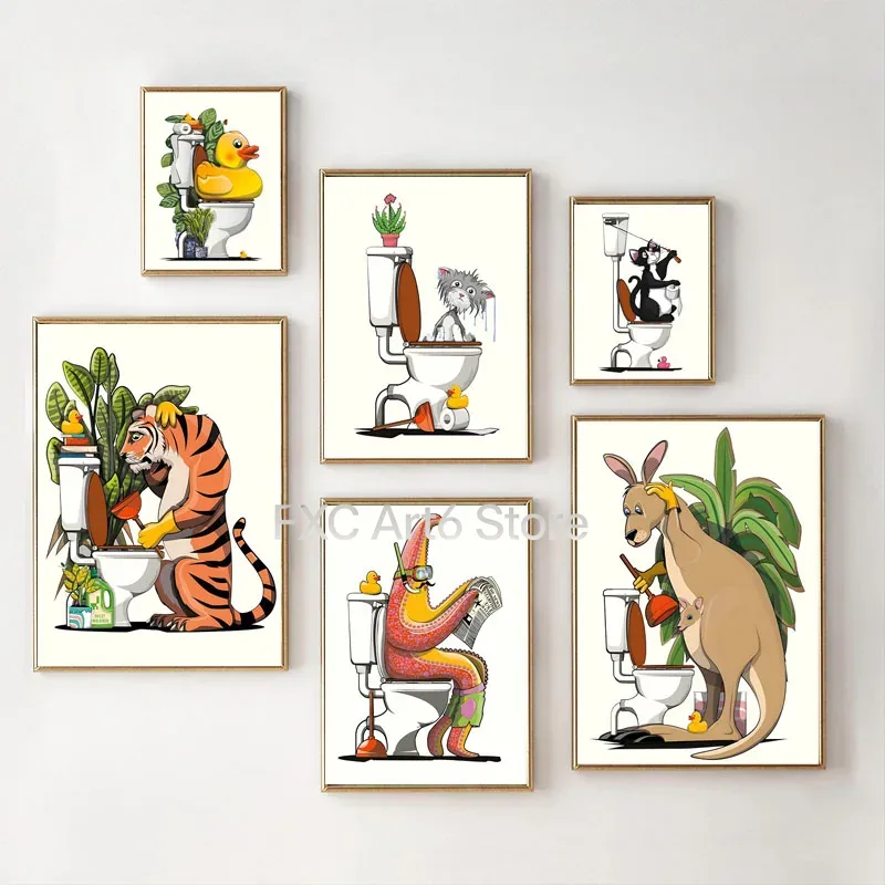 1PCS Frameless Fun Bathroom An - Home Bathroom Wallpaper ulasan dan harga