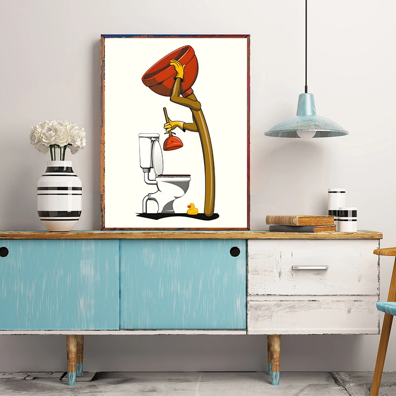 1PCS Frameless Fun Bathroom An - Home Bathroom Wallpaper ulasan dan harga