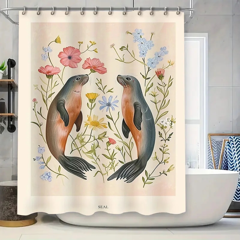 Seal Print Shower Curtain Wate - Home Bathroom Design Ideas ulasan dan harga