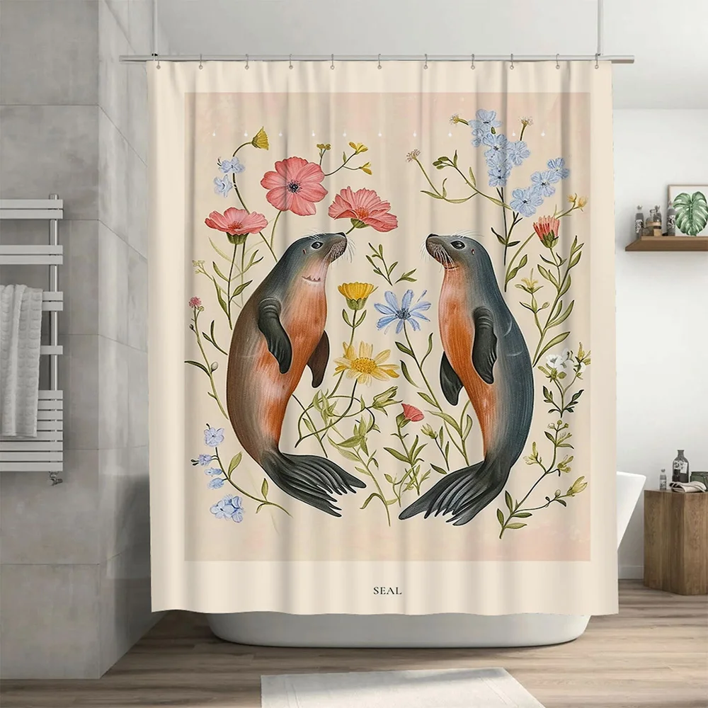 Seal Print Shower Curtain Wate - Home Bathroom Design Ideas ulasan dan harga
