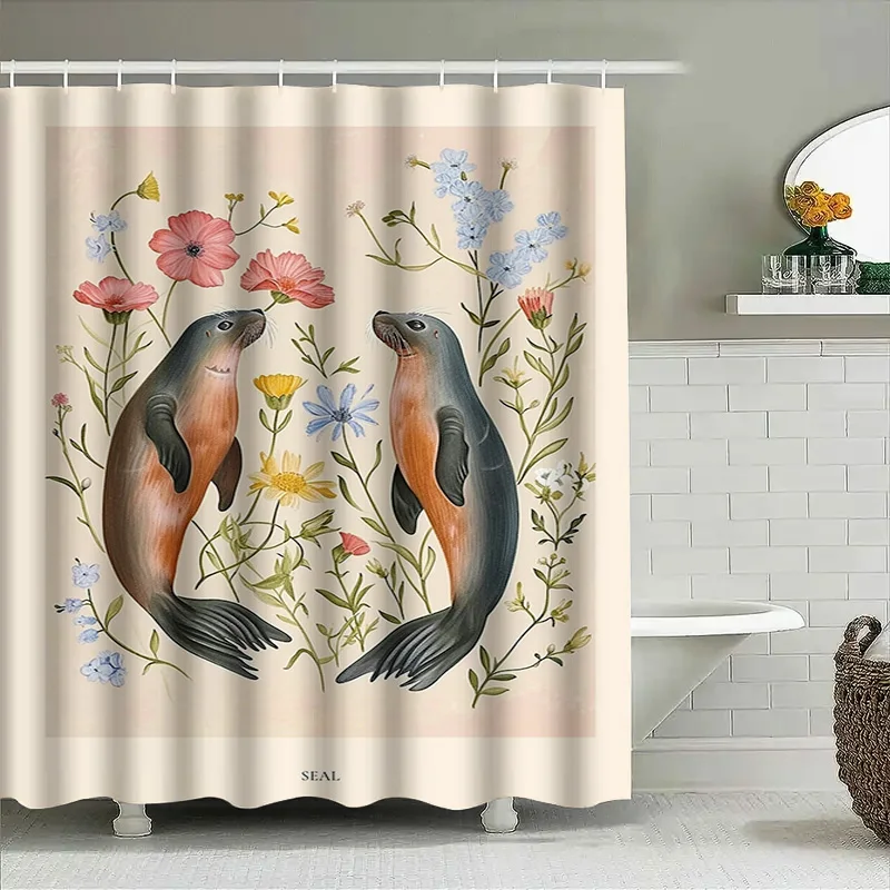 Seal Print Shower Curtain Wate - Home Bathroom Design Ideas ulasan dan harga