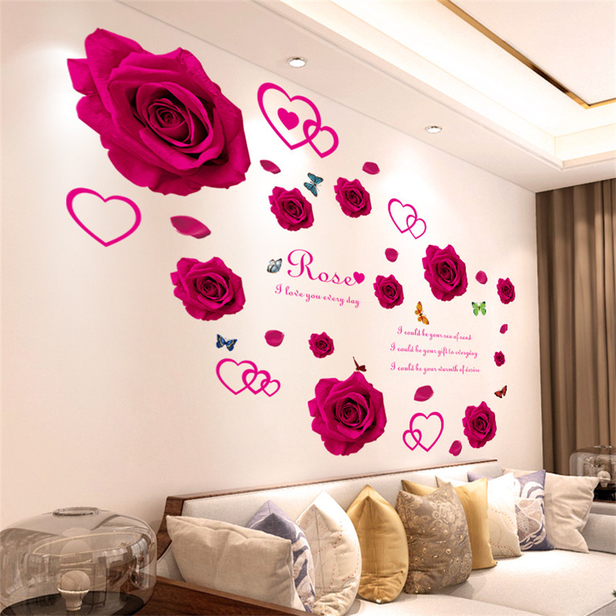 3D Butterfly Flower Colorful W - Home Bathroom Wallpaper ulasan dan harga