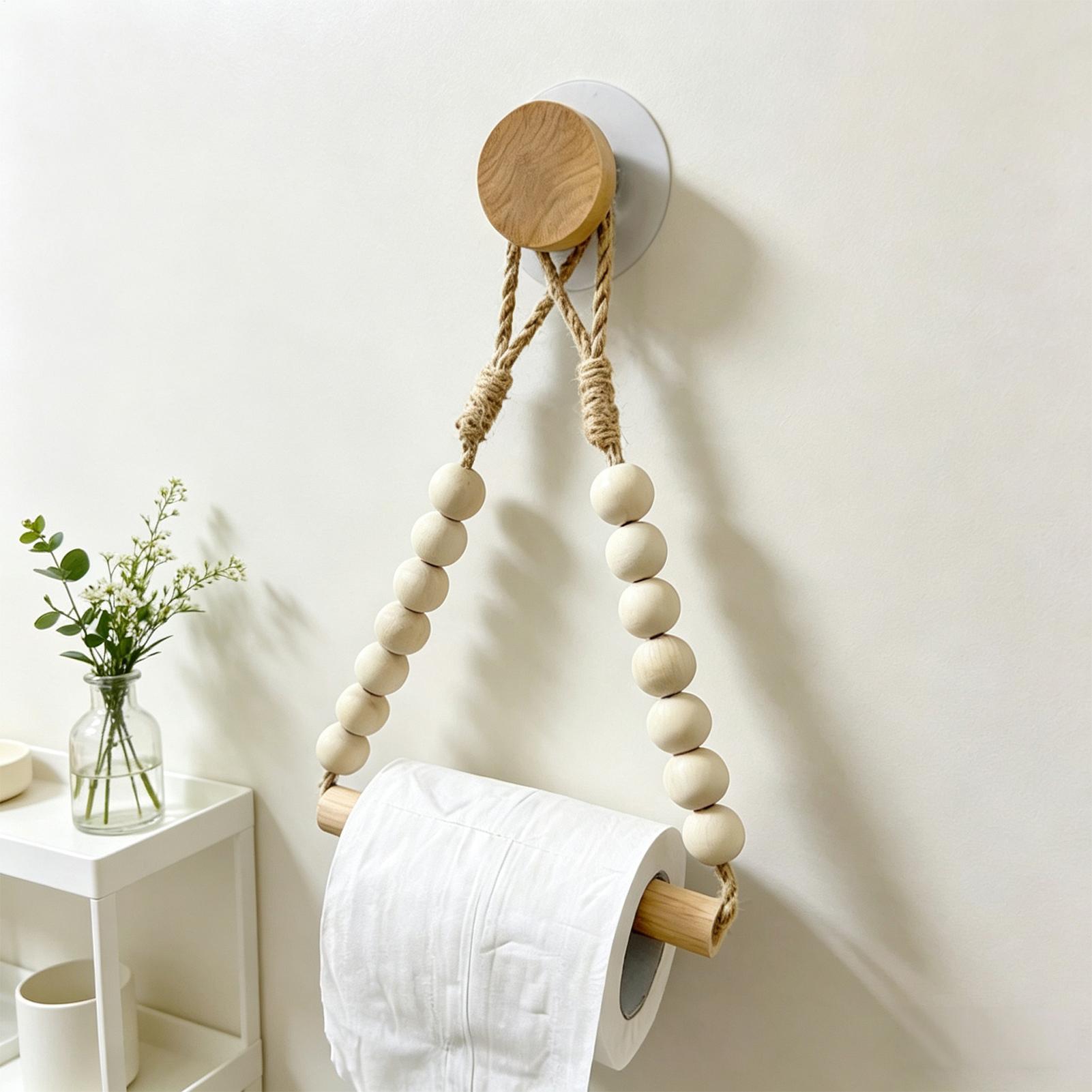 Toilet Paper Holder Wood Bead  - Home Bathroom Paper Towel Holder ulasan dan harga