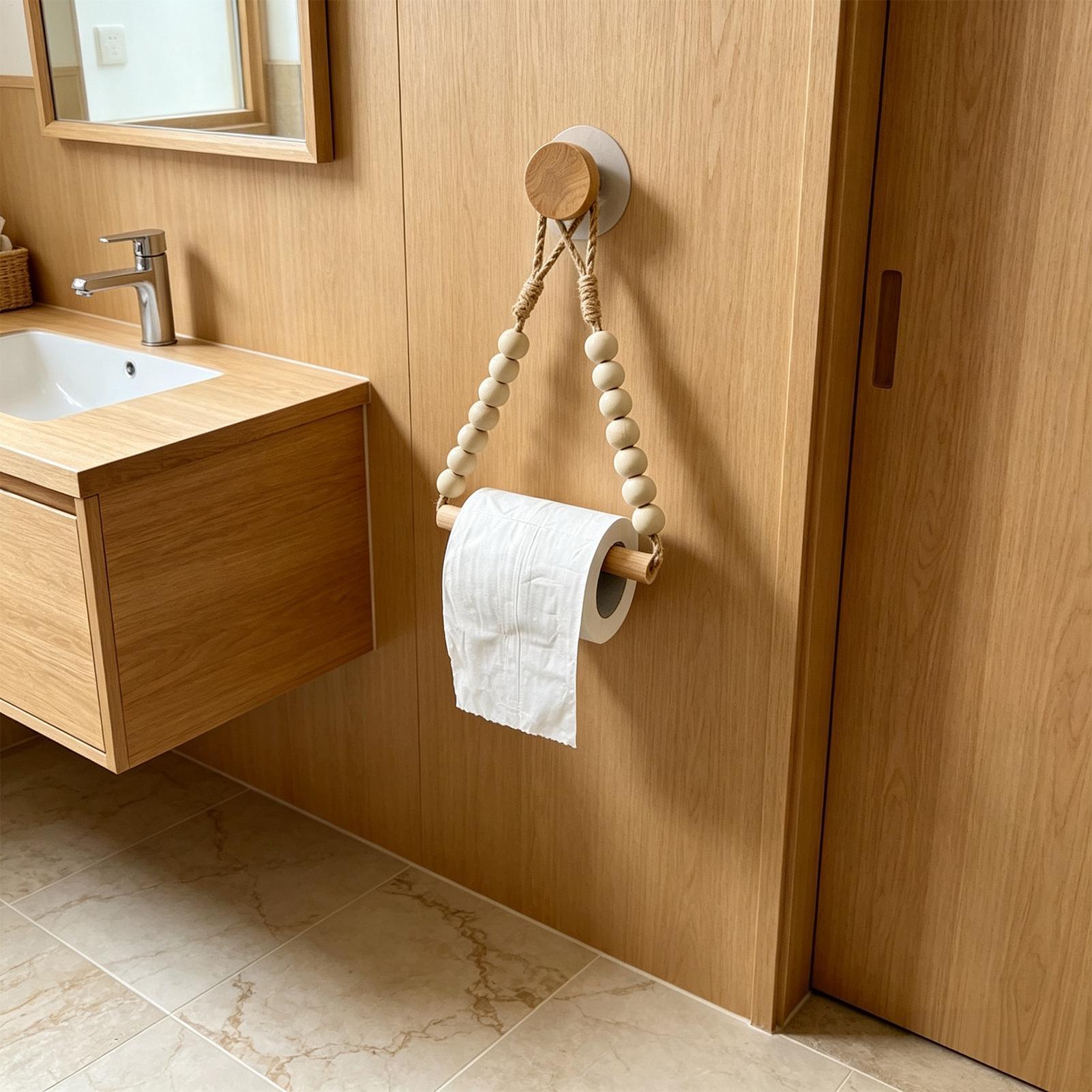 Toilet Paper Holder Wood Bead  - Home Bathroom Paper Towel Holder ulasan dan harga
