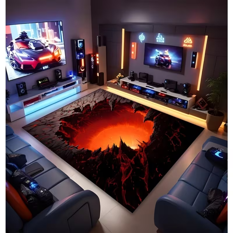3D Carpet Illusion Design with - Home Goods Bathroom Mats ulasan dan harga
