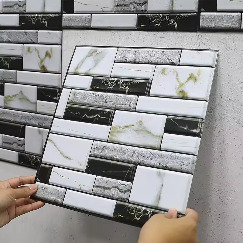 5/10pcs Self Adhesive Tile Wal - Home Bathroom Wallpaper ulasan dan harga