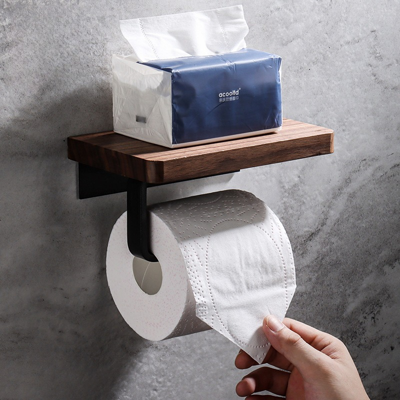 Solid Wood Tissue Holder No Dr - Home Bathroom Paper Towel Holder ulasan dan harga