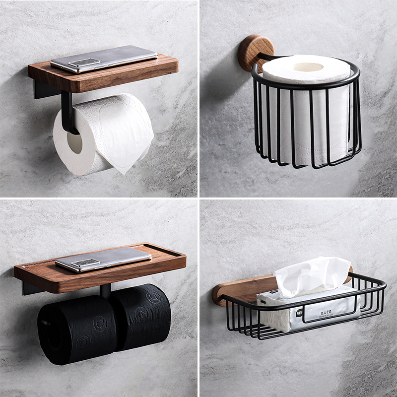 Solid Wood Tissue Holder No Dr - Home Bathroom Paper Towel Holder ulasan dan harga