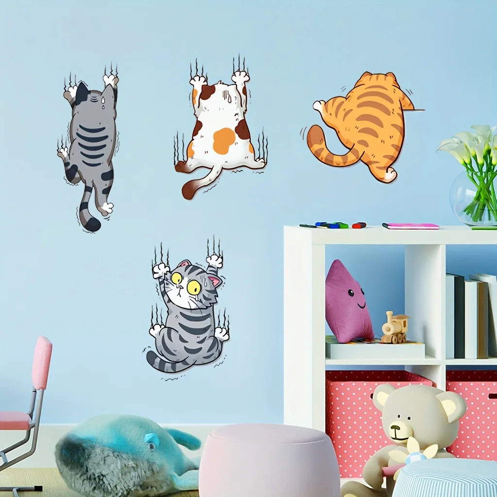 Cartoon Climbing Cat Lucky Cat - Home Bathroom Wallpaper ulasan dan harga