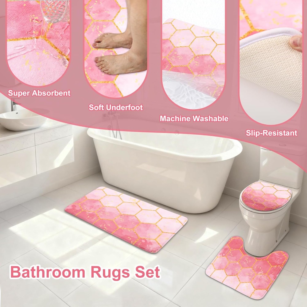 25 Piece Pink and Gold Bathroo - Toothbrush Holder Set ulasan dan harga