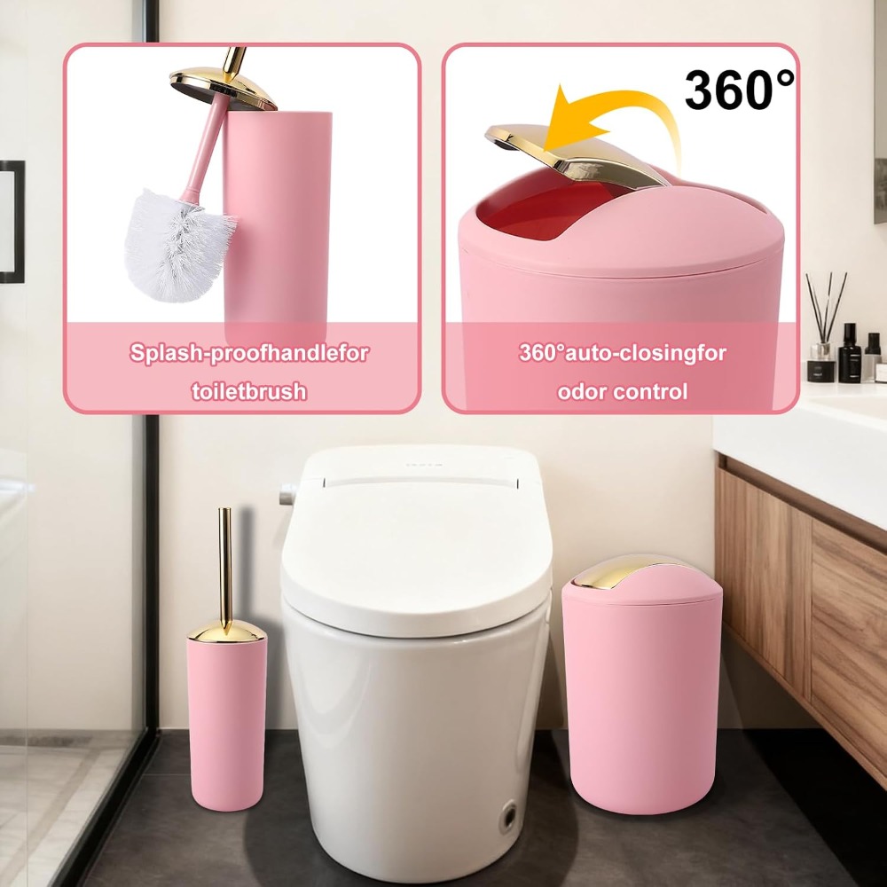 25 Piece Pink and Gold Bathroo - Toothbrush Holder Set ulasan dan harga