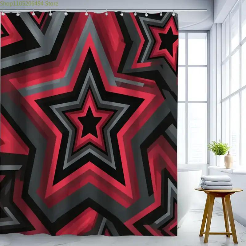 Bold Red Star Pattern Shower C - Home Bathroom Design Ideas ulasan dan harga