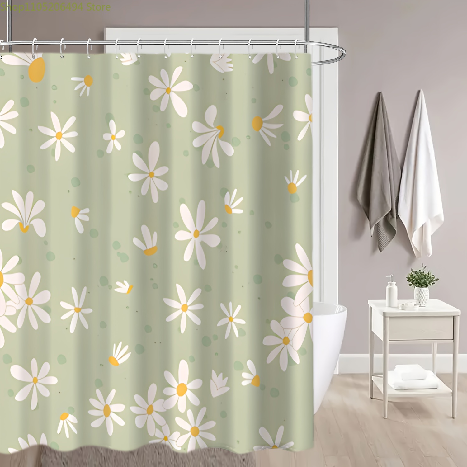 Cute Daisy Flower Shower Curta - Home Bathroom Design Ideas ulasan dan harga