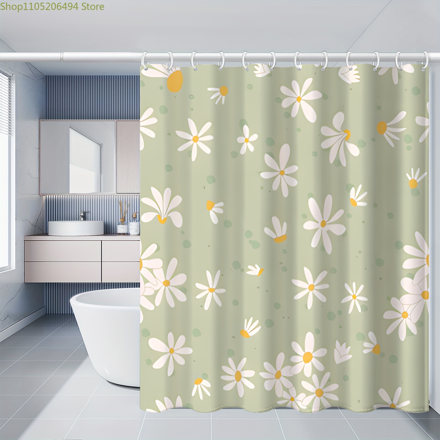 Cute Daisy Flower Shower Curta - Home Bathroom Design Ideas ulasan dan harga