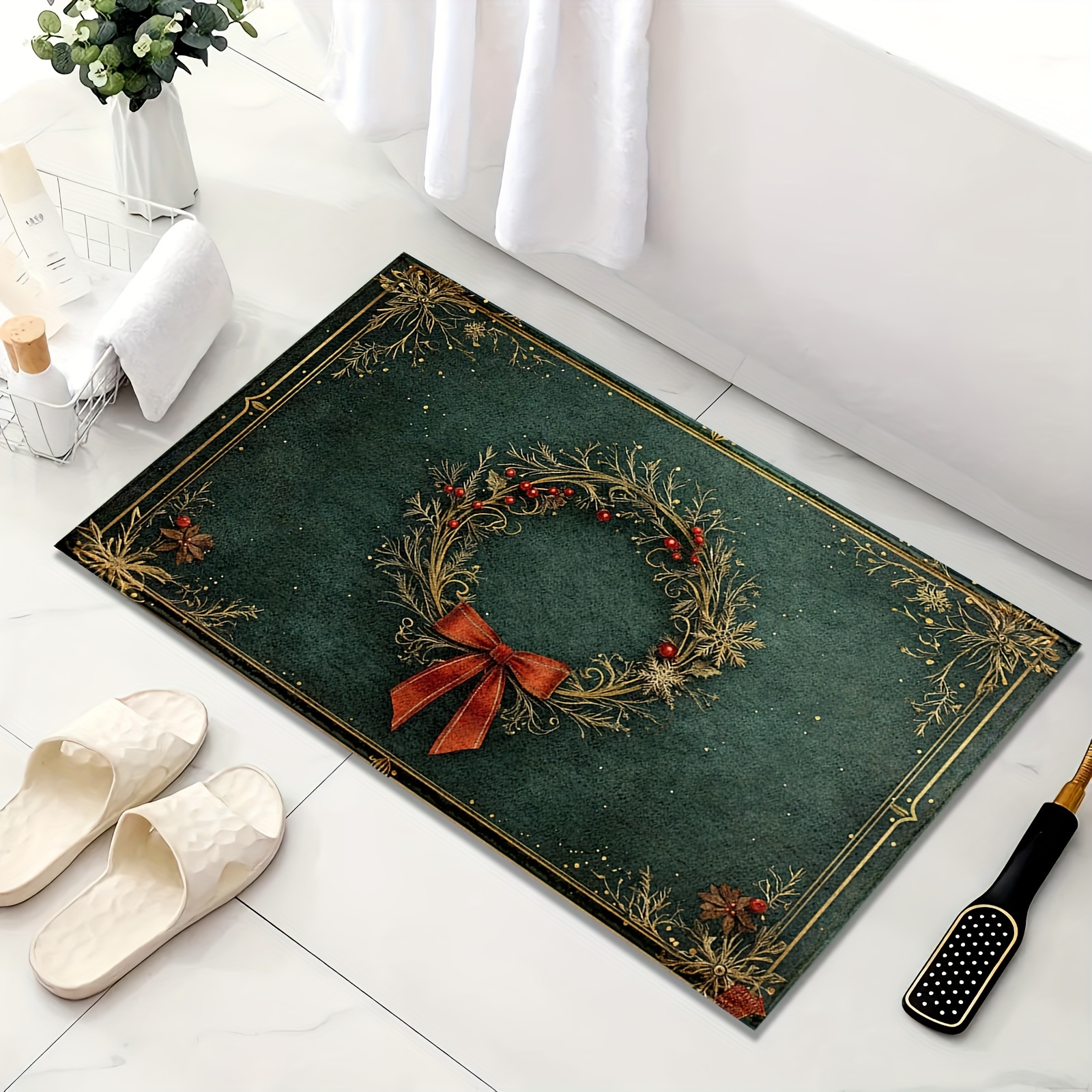 Christmas Wreath Printed Flann - Home Bathroom Design Ideas ulasan dan harga