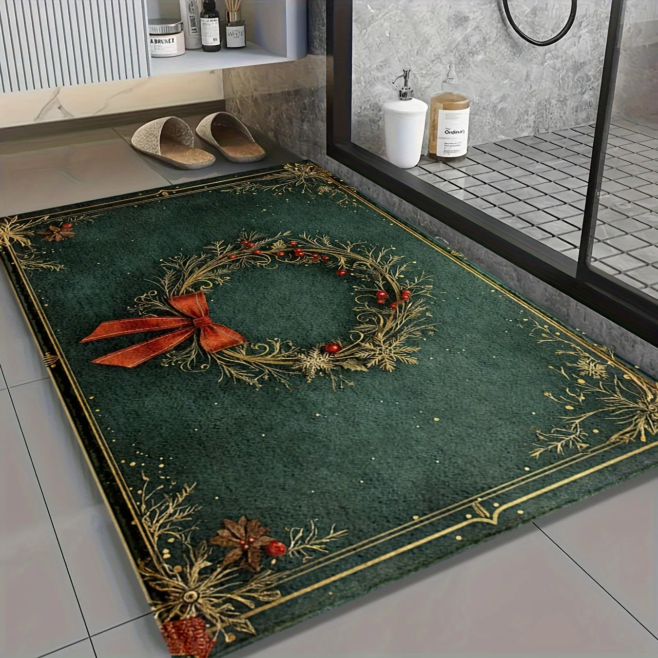 Christmas Wreath Printed Flann - Home Bathroom Design Ideas ulasan dan harga
