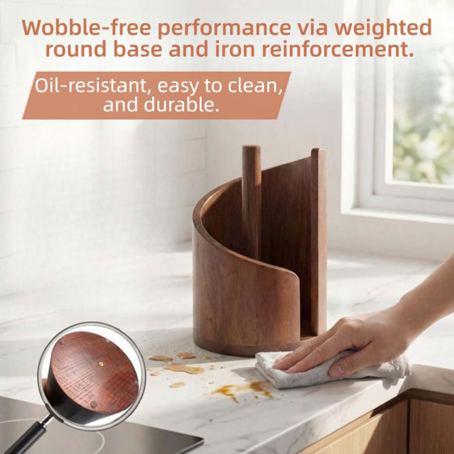 Natural Wood Kitchen Paper Tow - Home Bathroom Paper Towel Holder ulasan dan harga