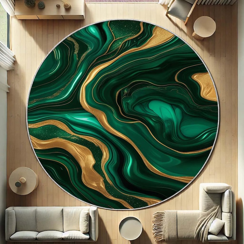 Emerald Moss Round Rug, Nature - Home Bathroom Design Ideas ulasan dan harga