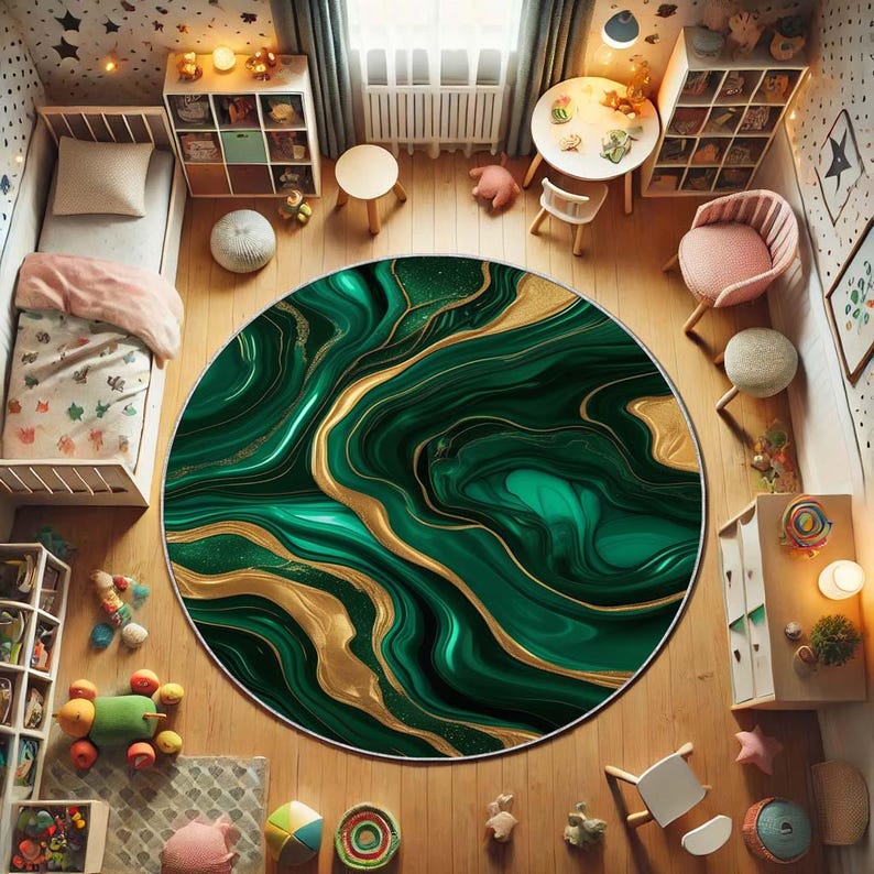 Emerald Moss Round Rug, Nature - Home Bathroom Design Ideas ulasan dan harga