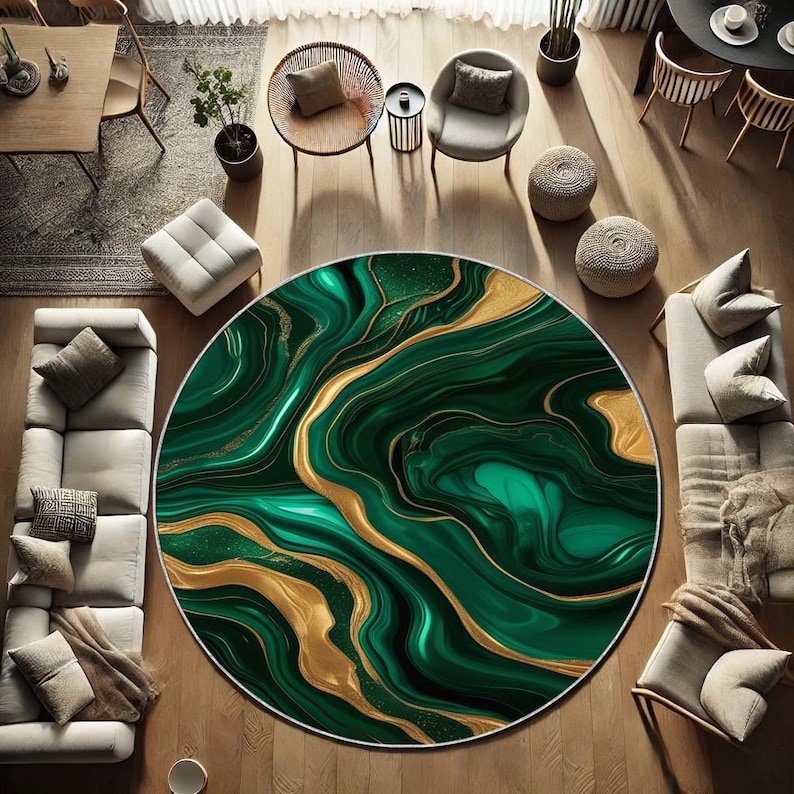 Emerald Moss Round Rug, Nature - Home Bathroom Design Ideas ulasan dan harga