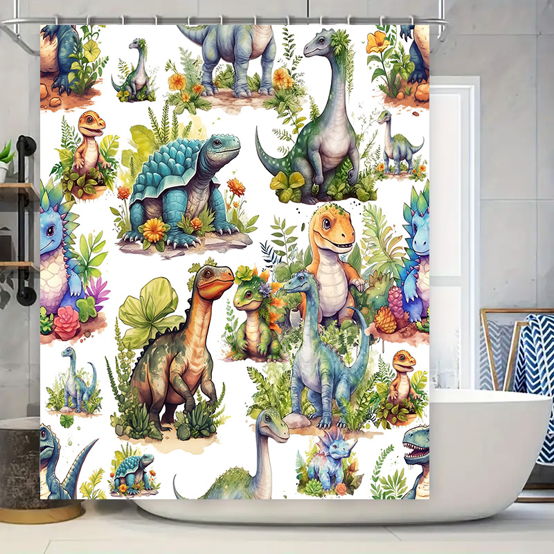 Colorful Dinosaur Shower Curta - Home Bathroom Design Ideas ulasan dan harga