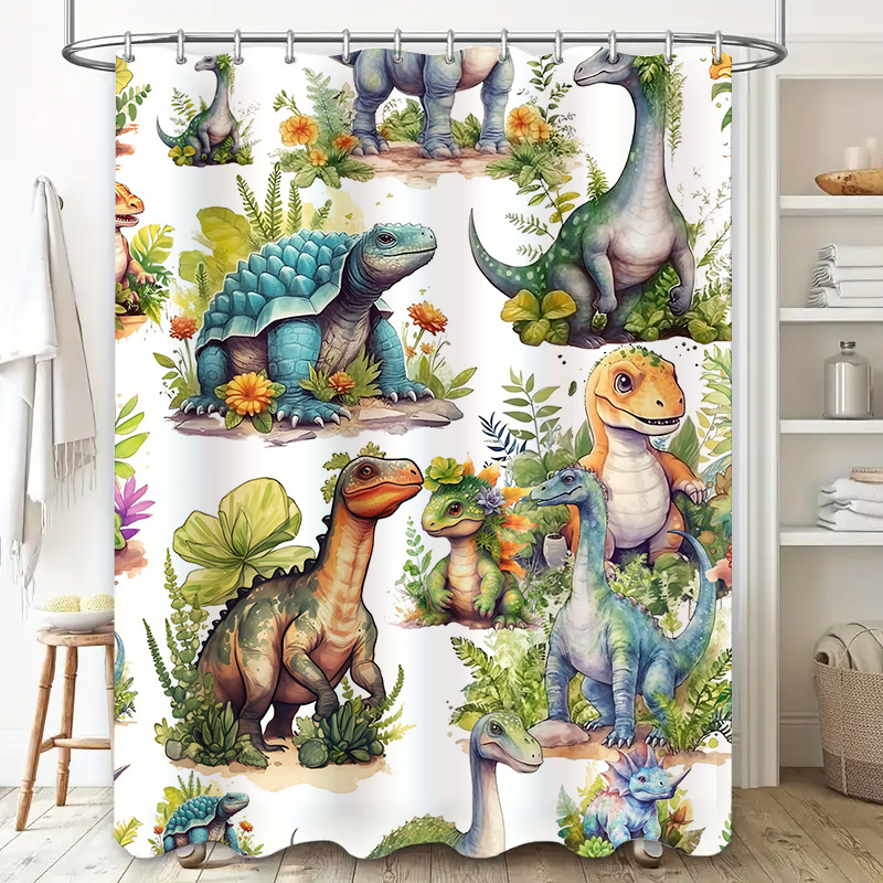 Colorful Dinosaur Shower Curta - Home Bathroom Design Ideas ulasan dan harga