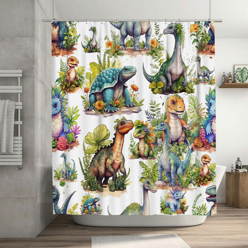 Colorful Dinosaur Shower Curta - Home Bathroom Design Ideas ulasan dan harga