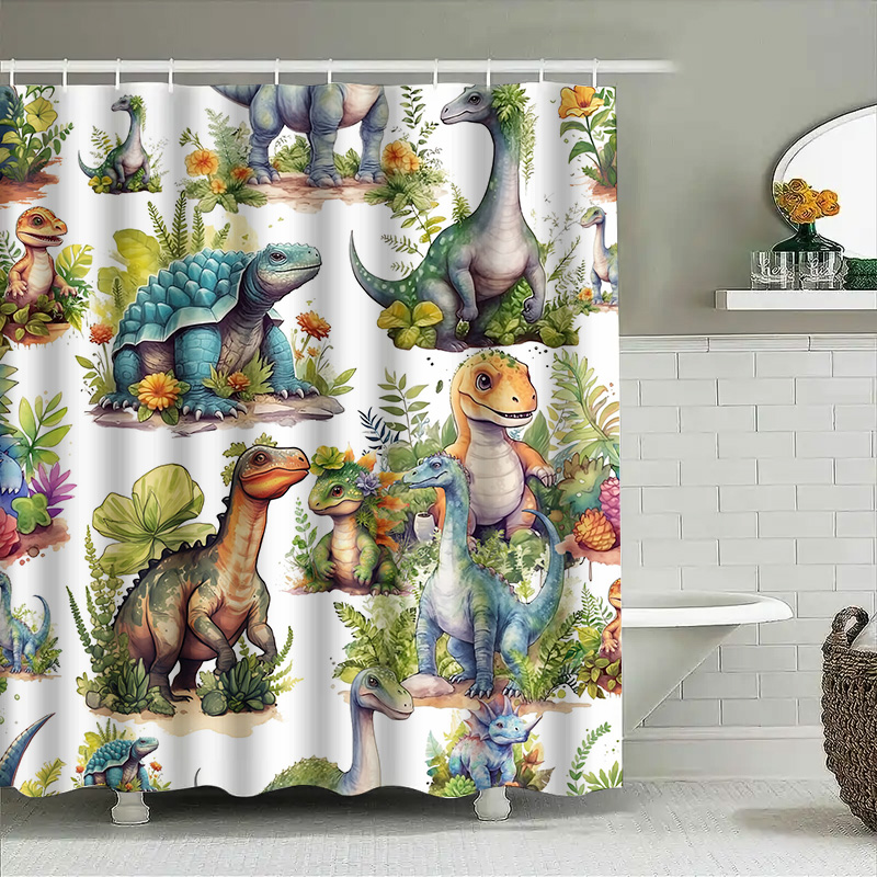 Colorful Dinosaur Shower Curta - Home Bathroom Design Ideas ulasan dan harga