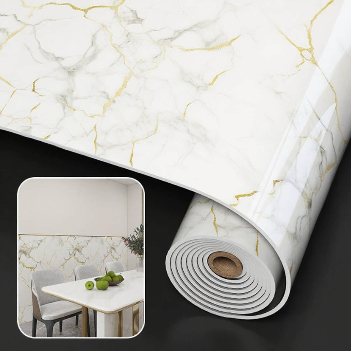 1 Roll Marble Thick Foam Imita - Home Bathroom Wallpaper ulasan dan harga