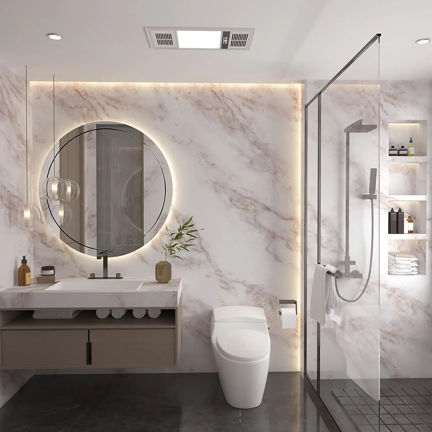 Matte Marble Self Adhesive Sti - Home Bathroom Wallpaper ulasan dan harga