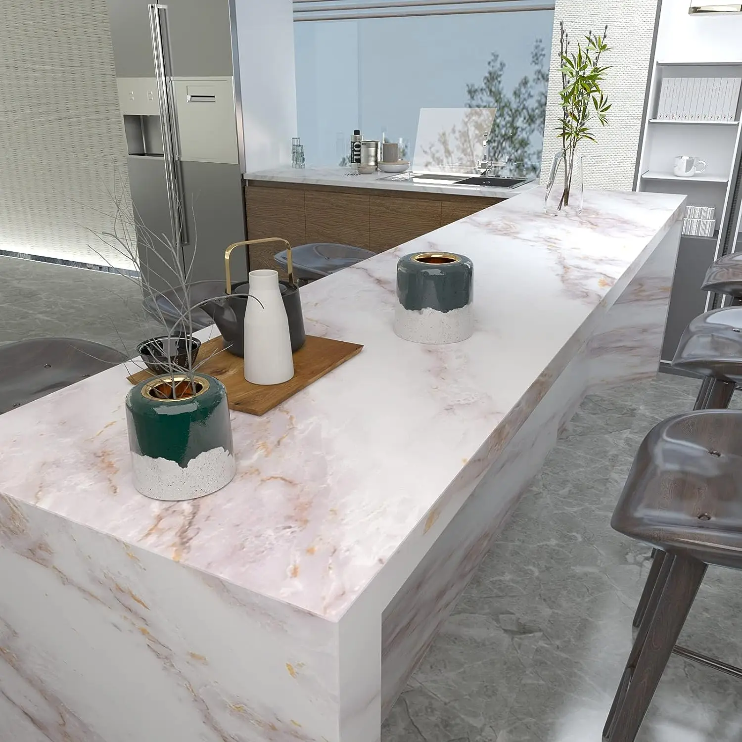 Matte Marble Self Adhesive Sti - Home Bathroom Wallpaper ulasan dan harga
