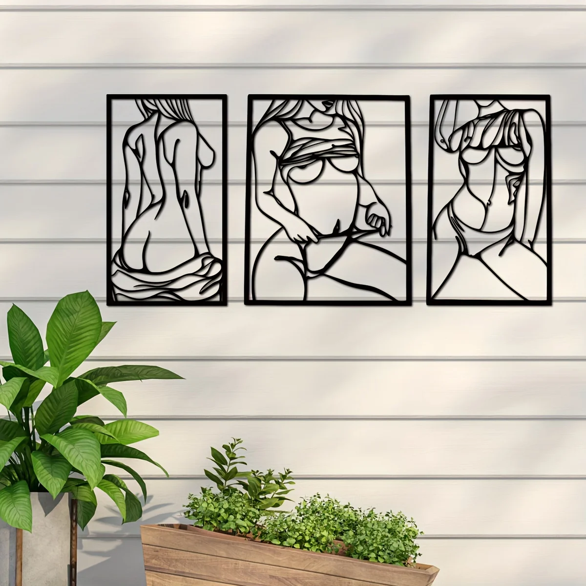 1pc Metal Art Wall Decor, Blac - Home Bathroom Design ulasan dan harga