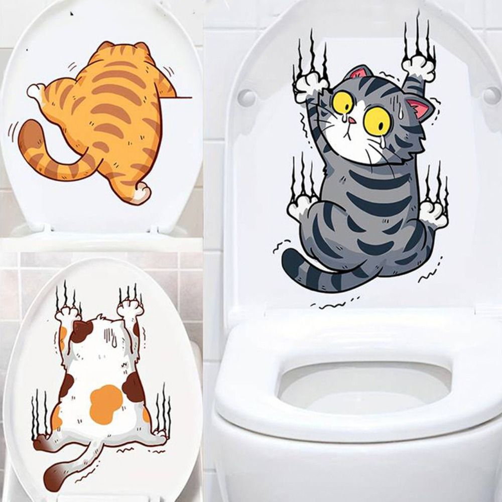 3 PCS/SET Cute Cat Wall Sticke - Home Bathroom Wallpaper ulasan dan harga