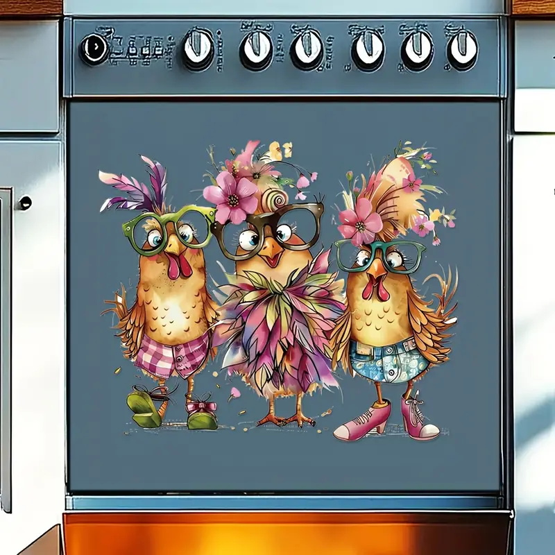 Three Funny Cartoon Chicks Wal - Home Bathroom Wallpaper ulasan dan harga