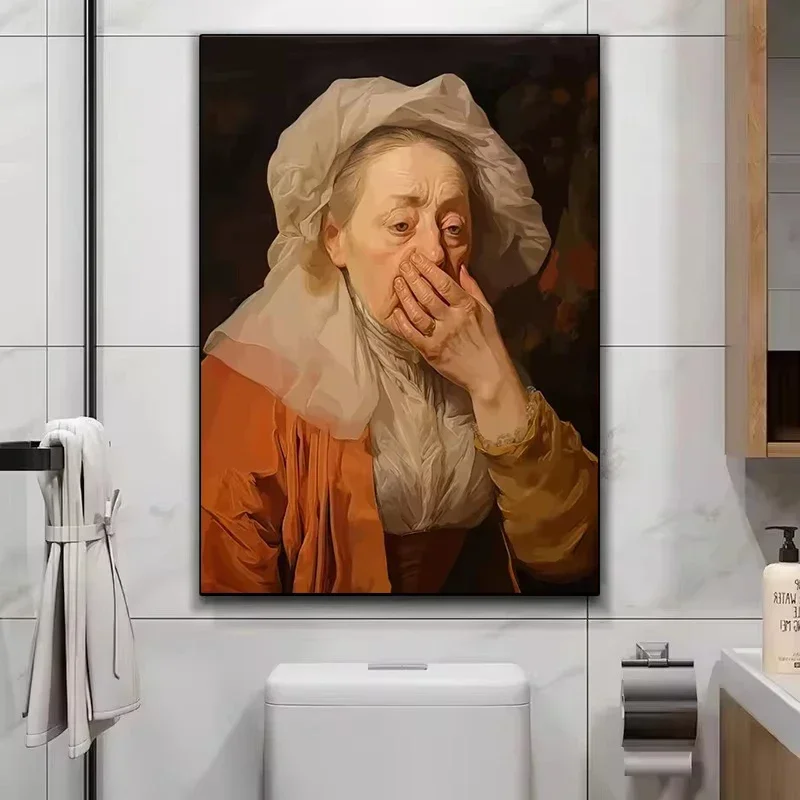 Funny Mona Lisa Wearing Pearls - Home Bathroom Wallpaper ulasan dan harga
