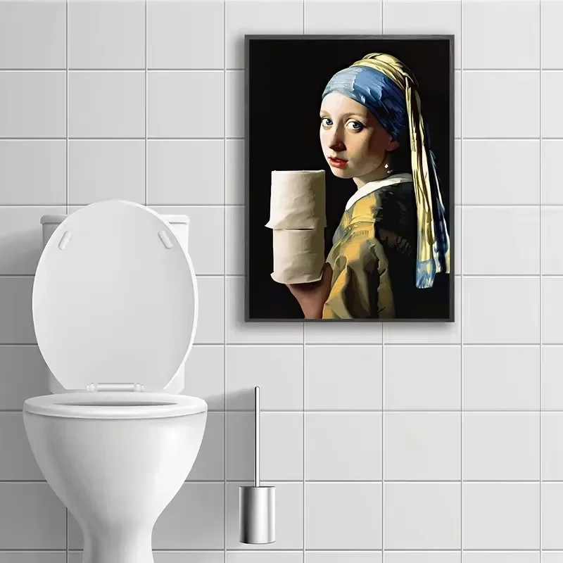 Funny Mona Lisa Wearing Pearls - Home Bathroom Wallpaper ulasan dan harga