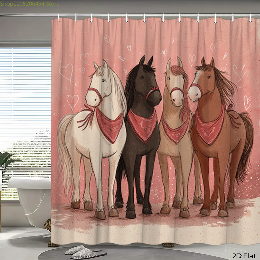 Cute Horses Shower Curtain, Ca - Home Bathroom Design Ideas ulasan dan harga