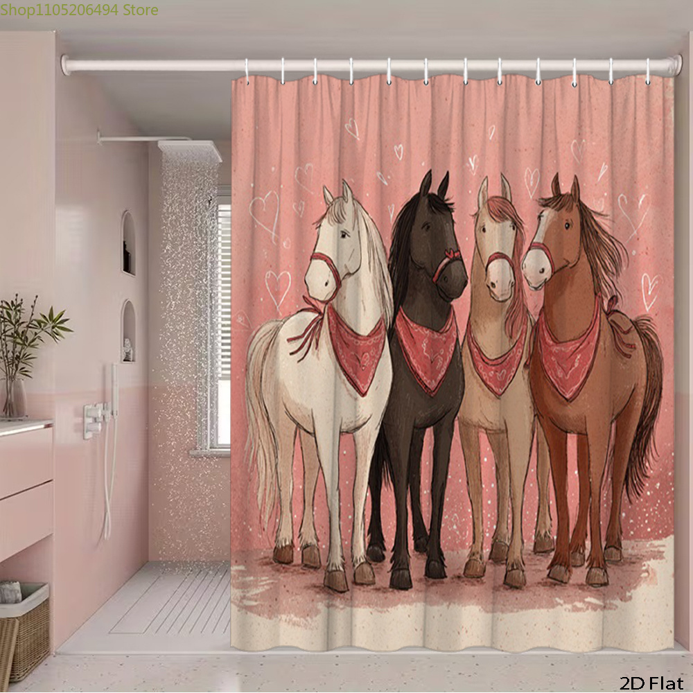 Cute Horses Shower Curtain, Ca - Home Bathroom Design Ideas ulasan dan harga